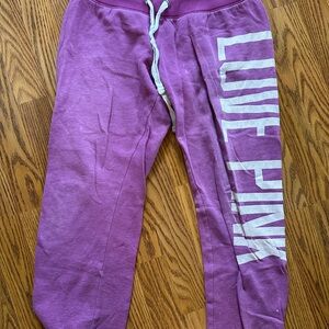 Victoria's Secret LIVE PINK Purple Joggers with White Side Logo